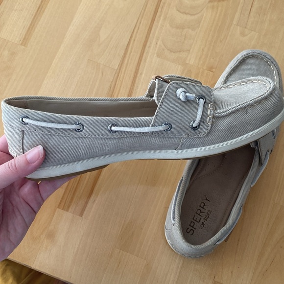 Womens Sperry Topsider Coil Ivy Stone Grey Water Canvas Boat Shoes - Picture 3 of 9